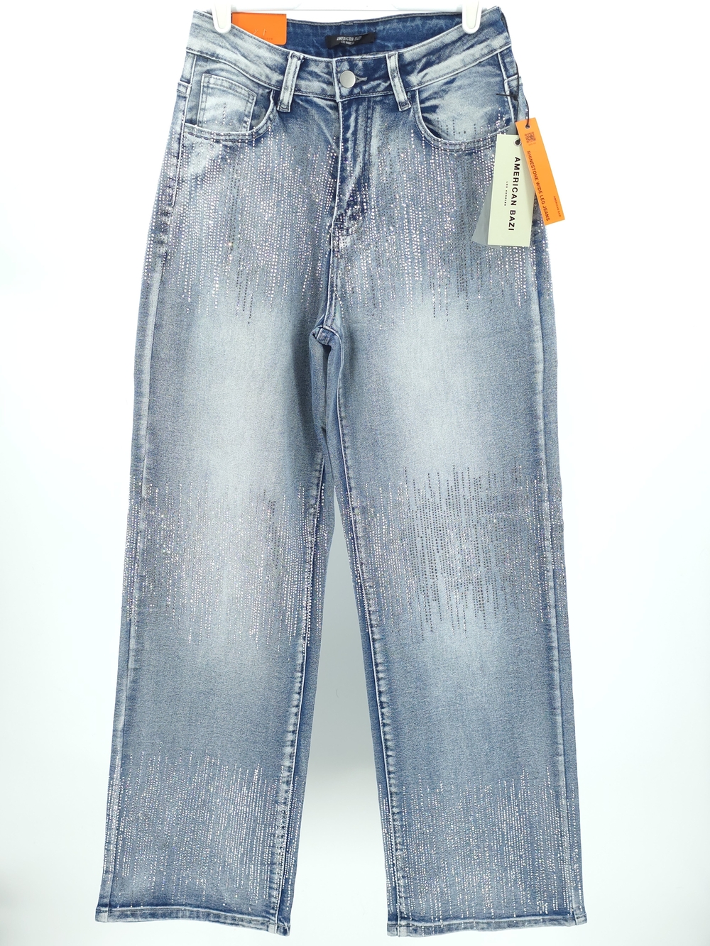 NWT 💎Rhinestone Wide Leg Jeans w/Stretch ▪️Size Small
